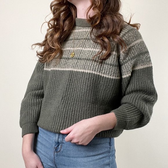 Vintage Fair Isle 100% Wool Chunky Oversized Sweater Scandinavian Nordic Ski - Picture 2 of 8